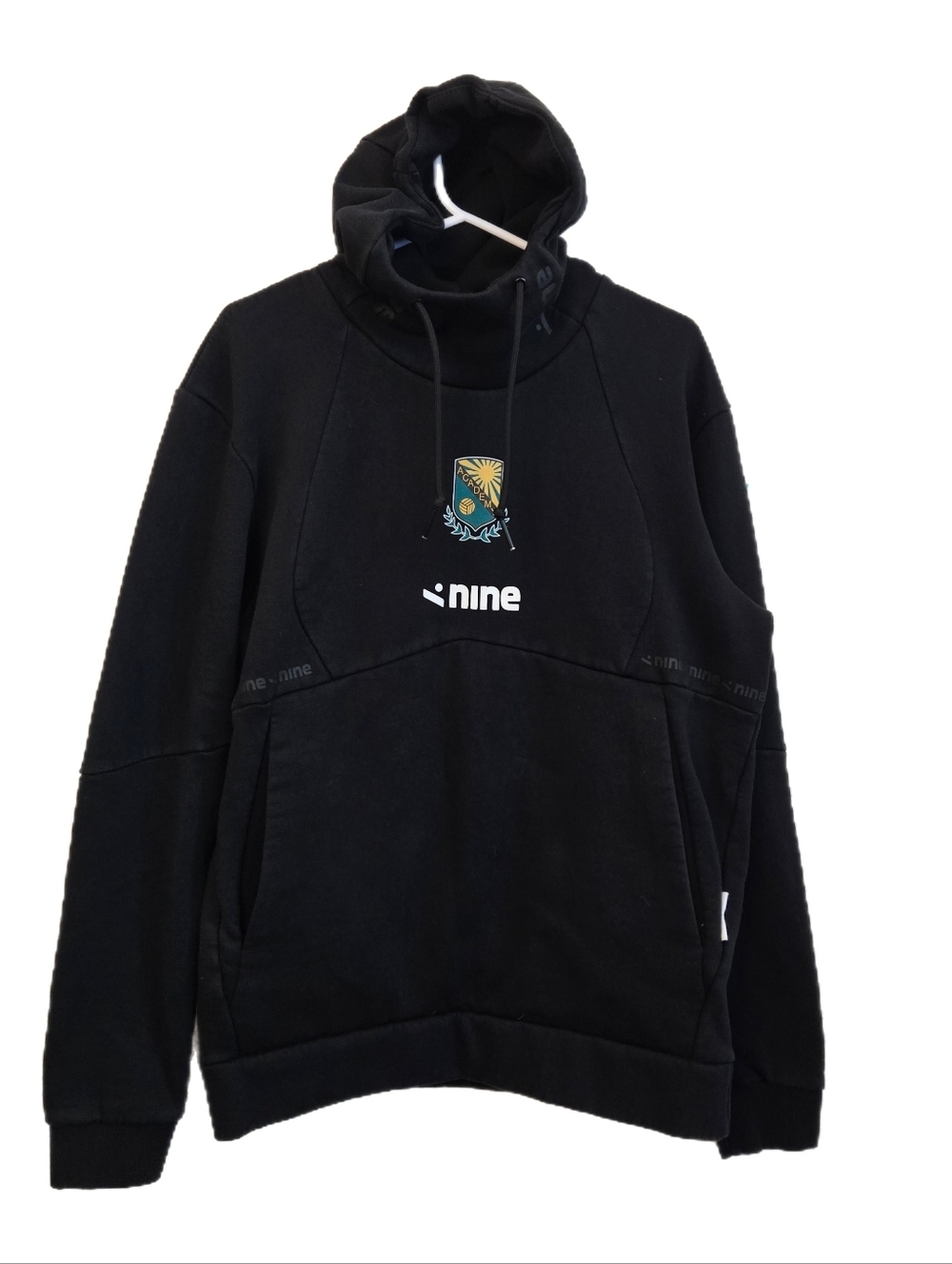 Ninesquared Academy Volleyball Hooded Sweatshirt Sz L Black, Logo Front & Back